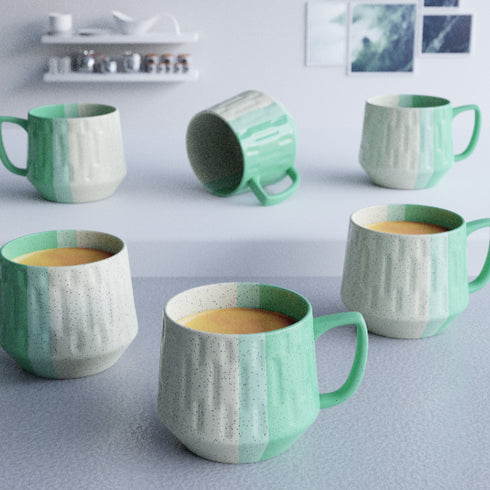 Tritone Green Mellowline Tea Cup Set of 6 - The Earth Store - Cup Sets